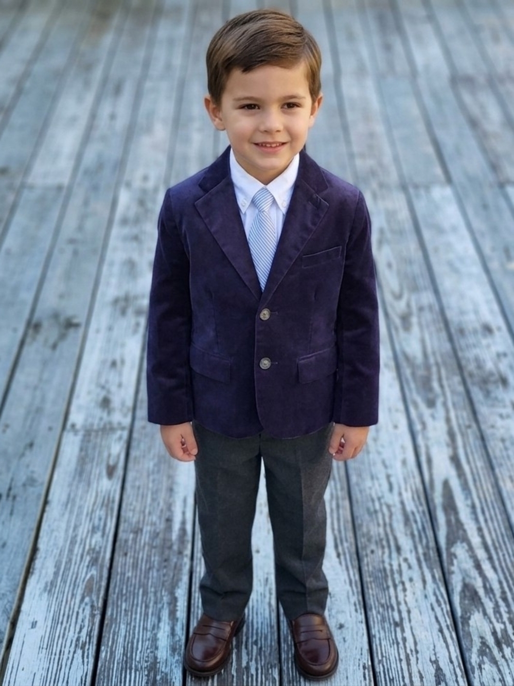 Janie and Jack Deep Navy Velvet Blazer for Boys